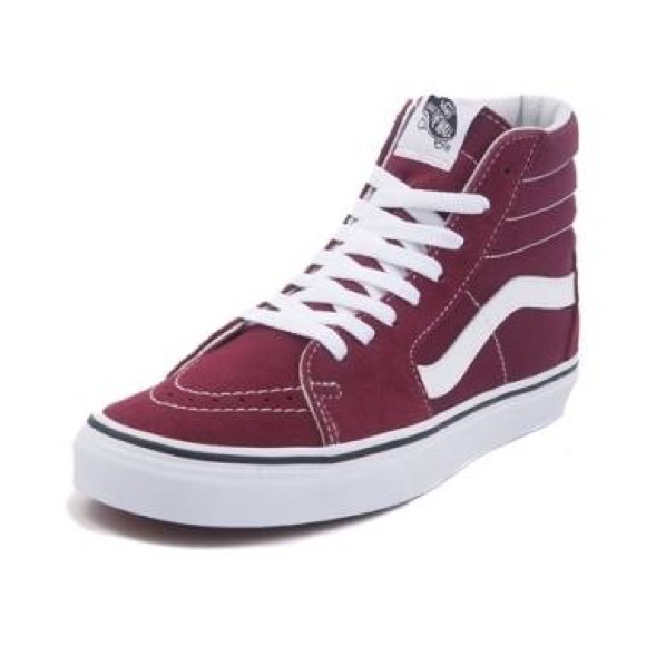 burgundy vans high tops womens 